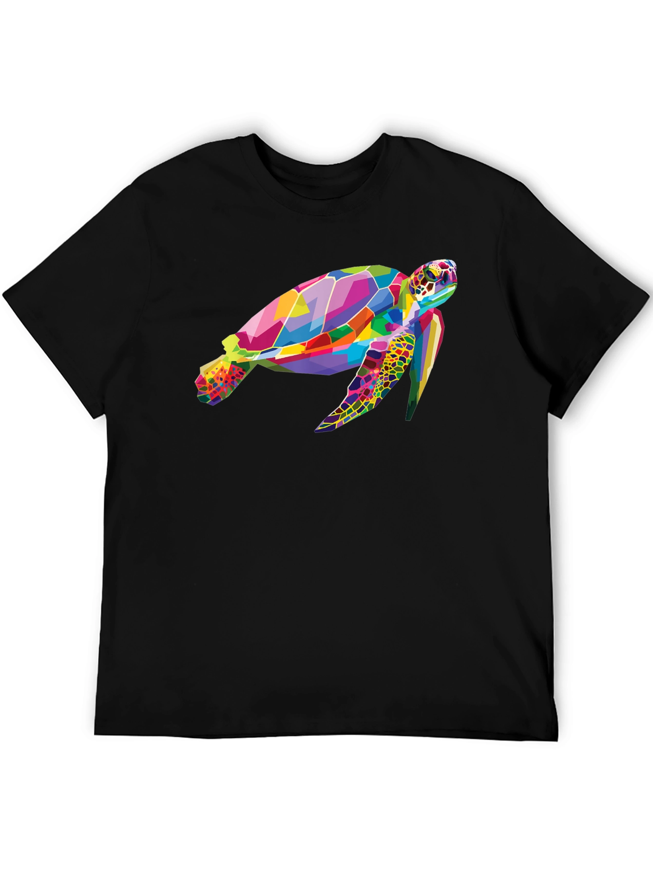 Geometric Turtle Graphic Tee - Black Cotton Comfort