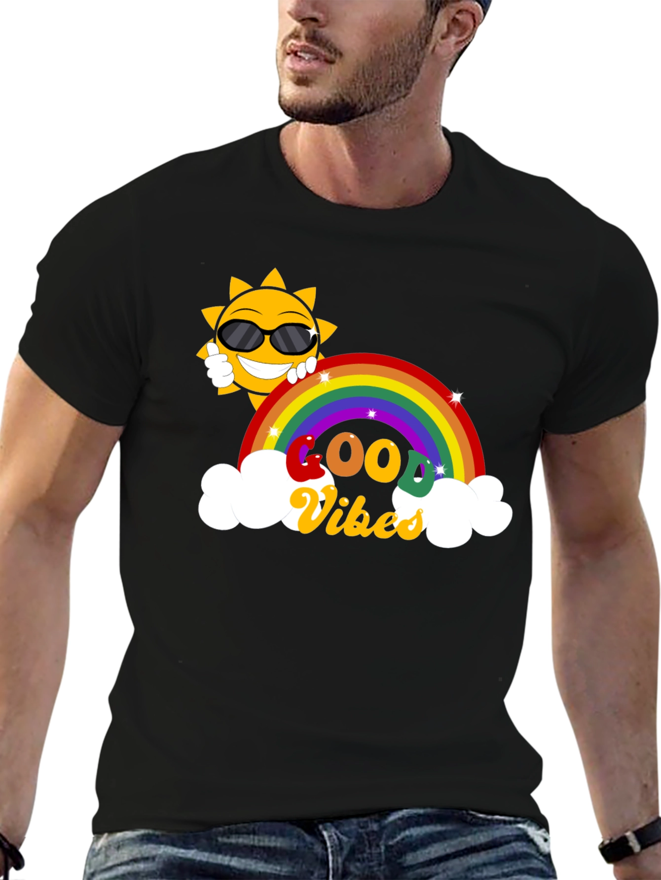 Good Vibes Rainbow Graphic T-Shirt