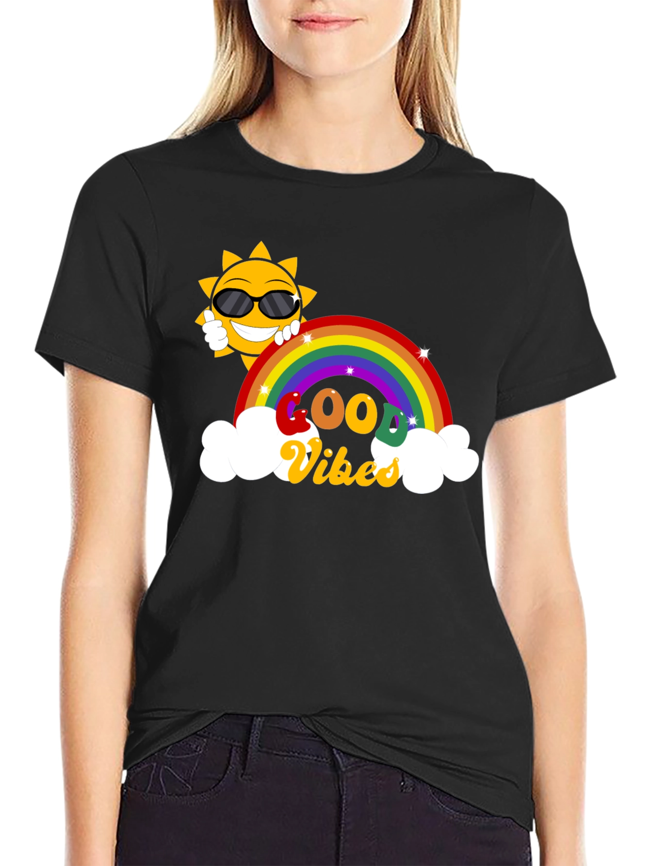 Good Vibes Rainbow Graphic T-Shirt