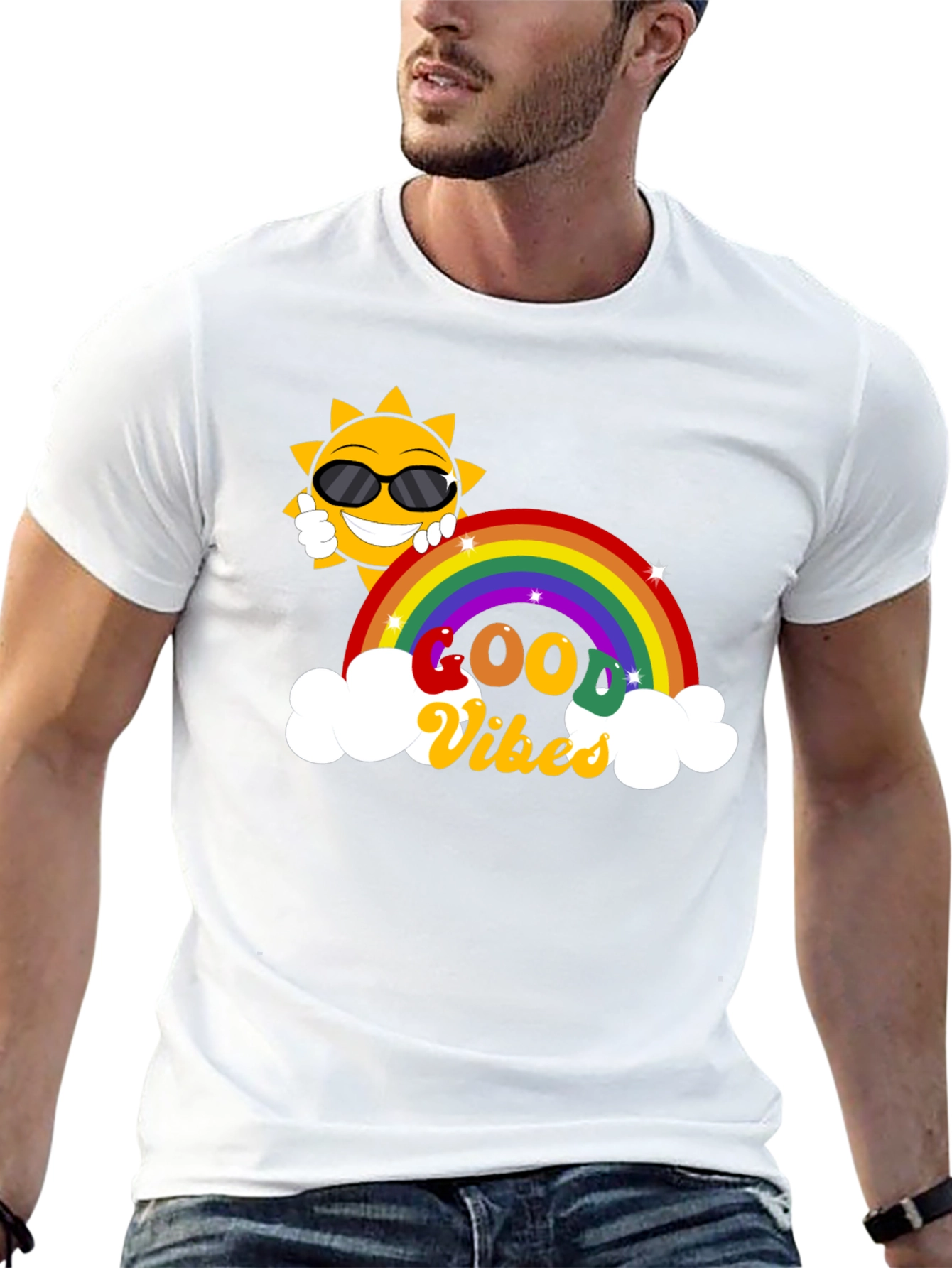 Good Vibes Rainbow Graphic T-Shirt