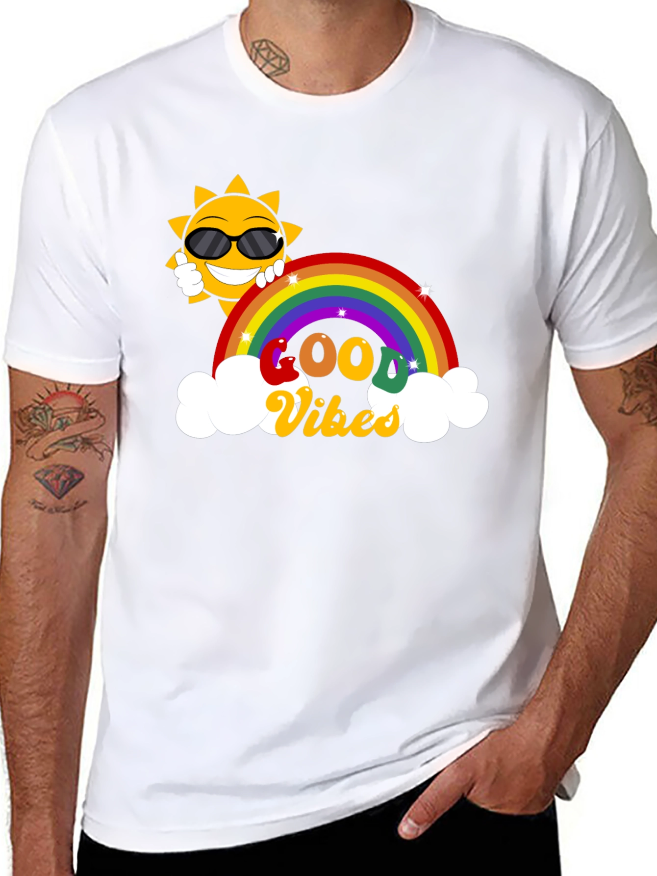 Good Vibes Rainbow Graphic T-Shirt