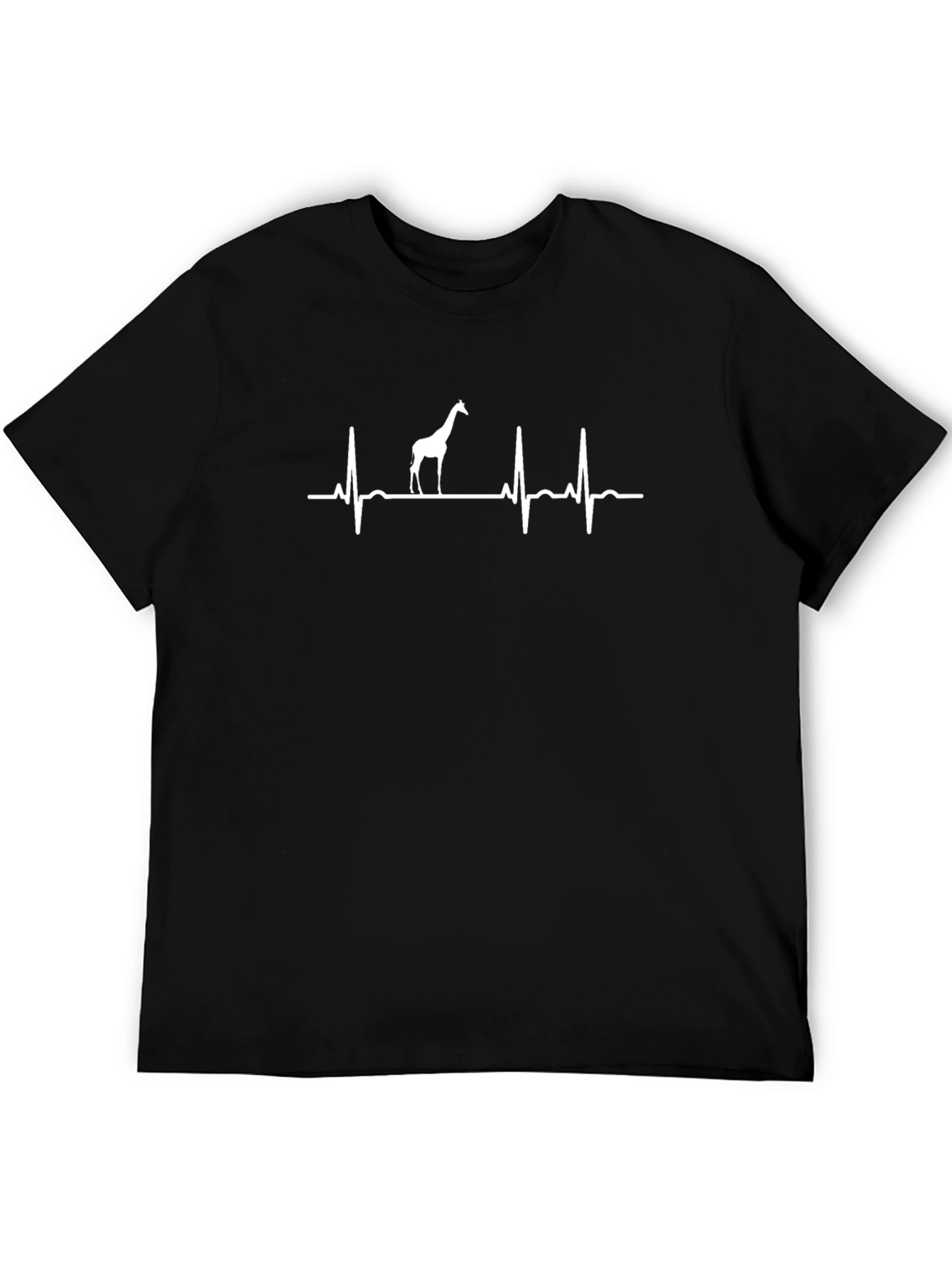 Giraffe Heartbeat T-Shirt - Black Cotton Tee