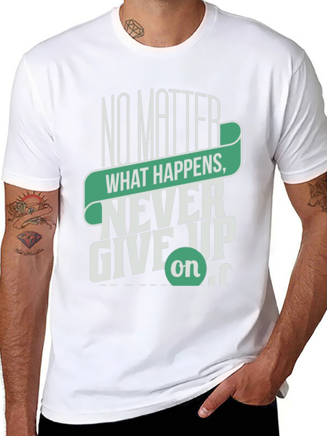 Inspirational Graphic Tee - Never Give Up Motivation Shirt