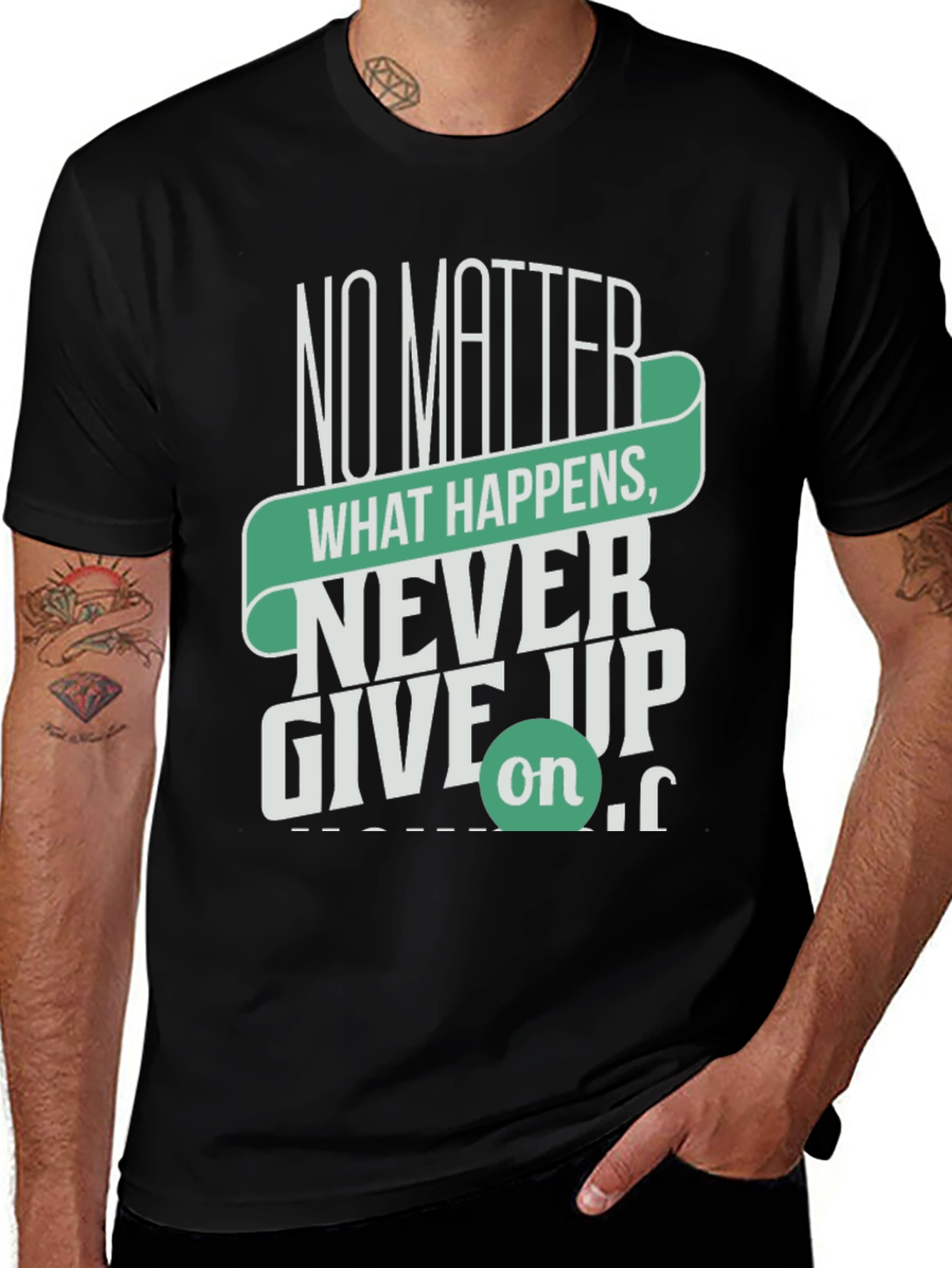 Inspirational Graphic Tee - Never Give Up Motivation Shirt
