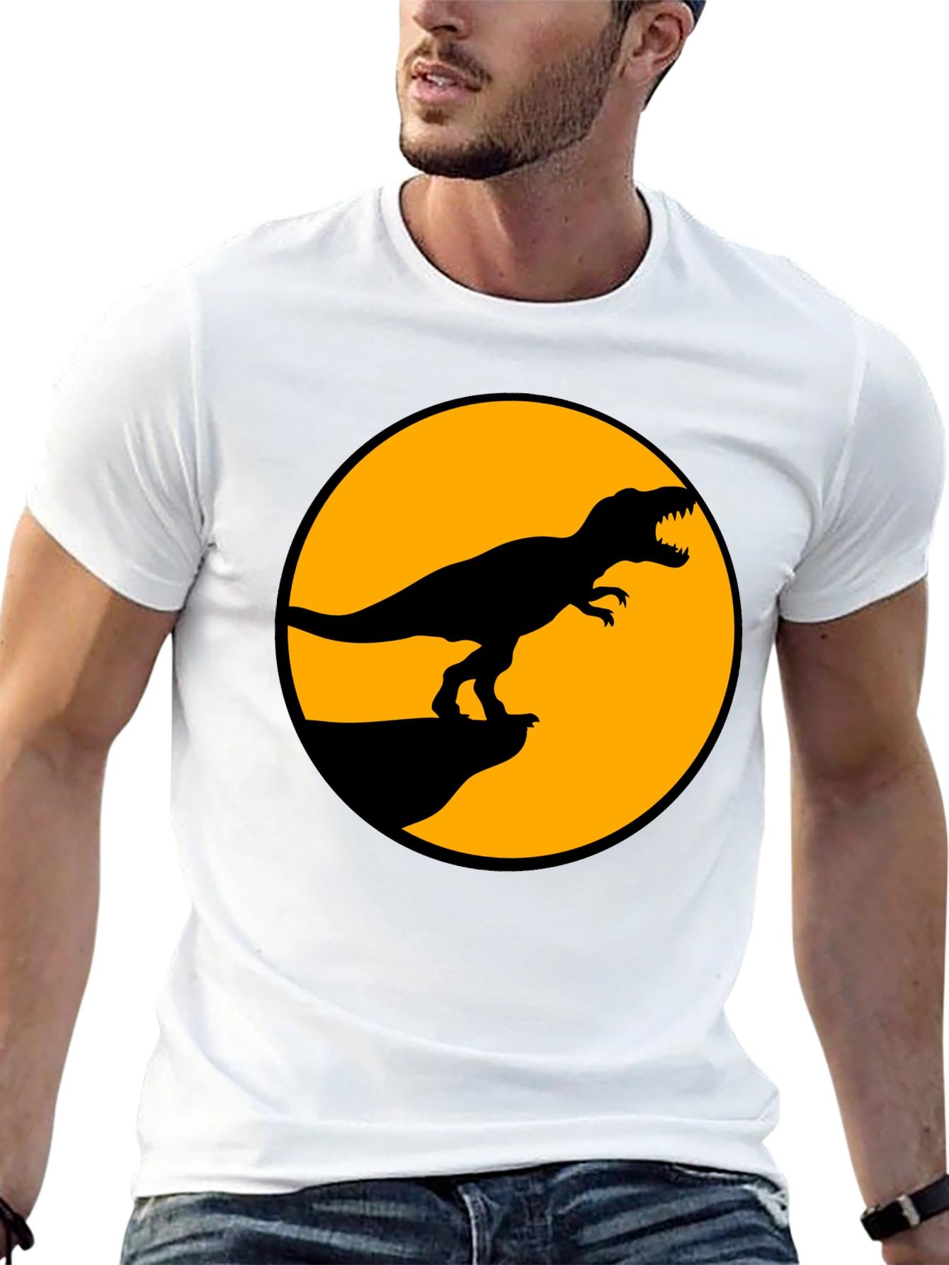 Dinosaur Graphic Tee - Black T-Rex Circle Design