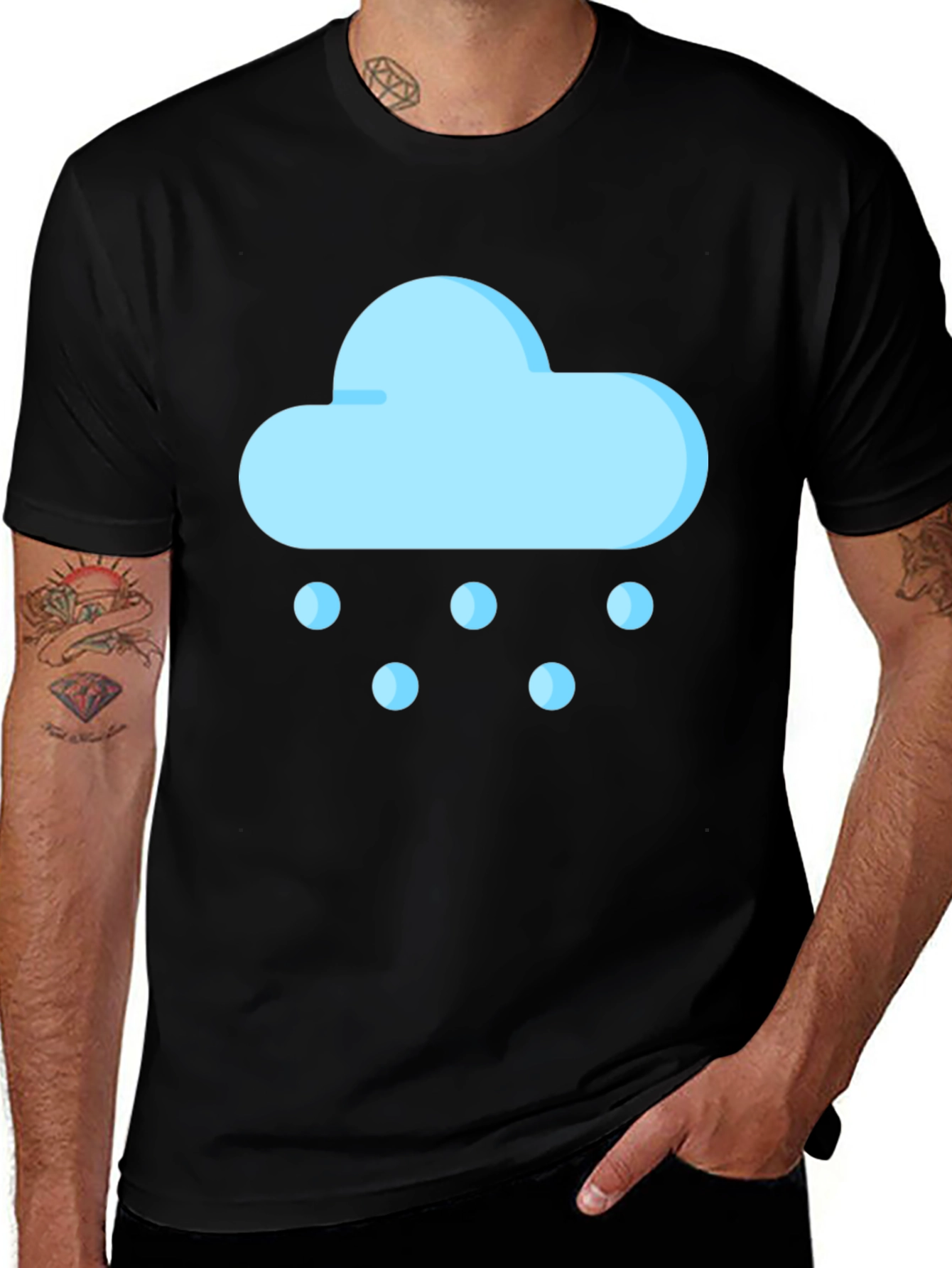 Snow Cloud Graphic Tee - Black Cotton Comfort
