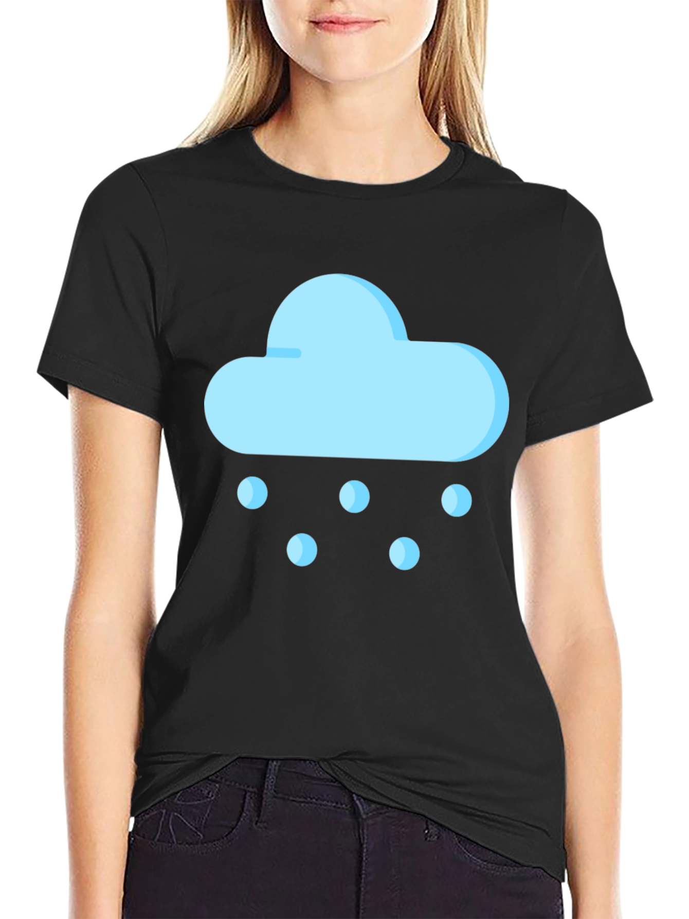 Snow Cloud Graphic Tee - Black Cotton Comfort