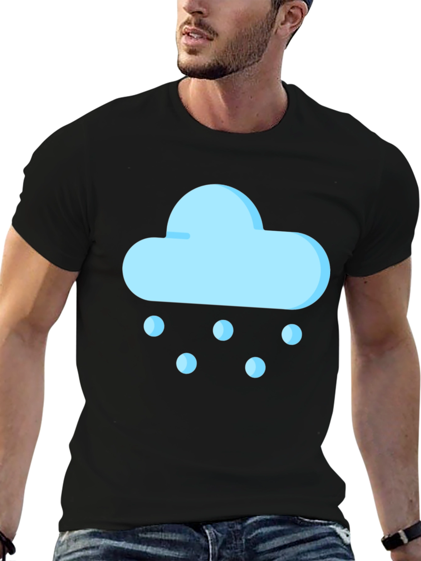 Snow Cloud Graphic Tee - Black Cotton Comfort