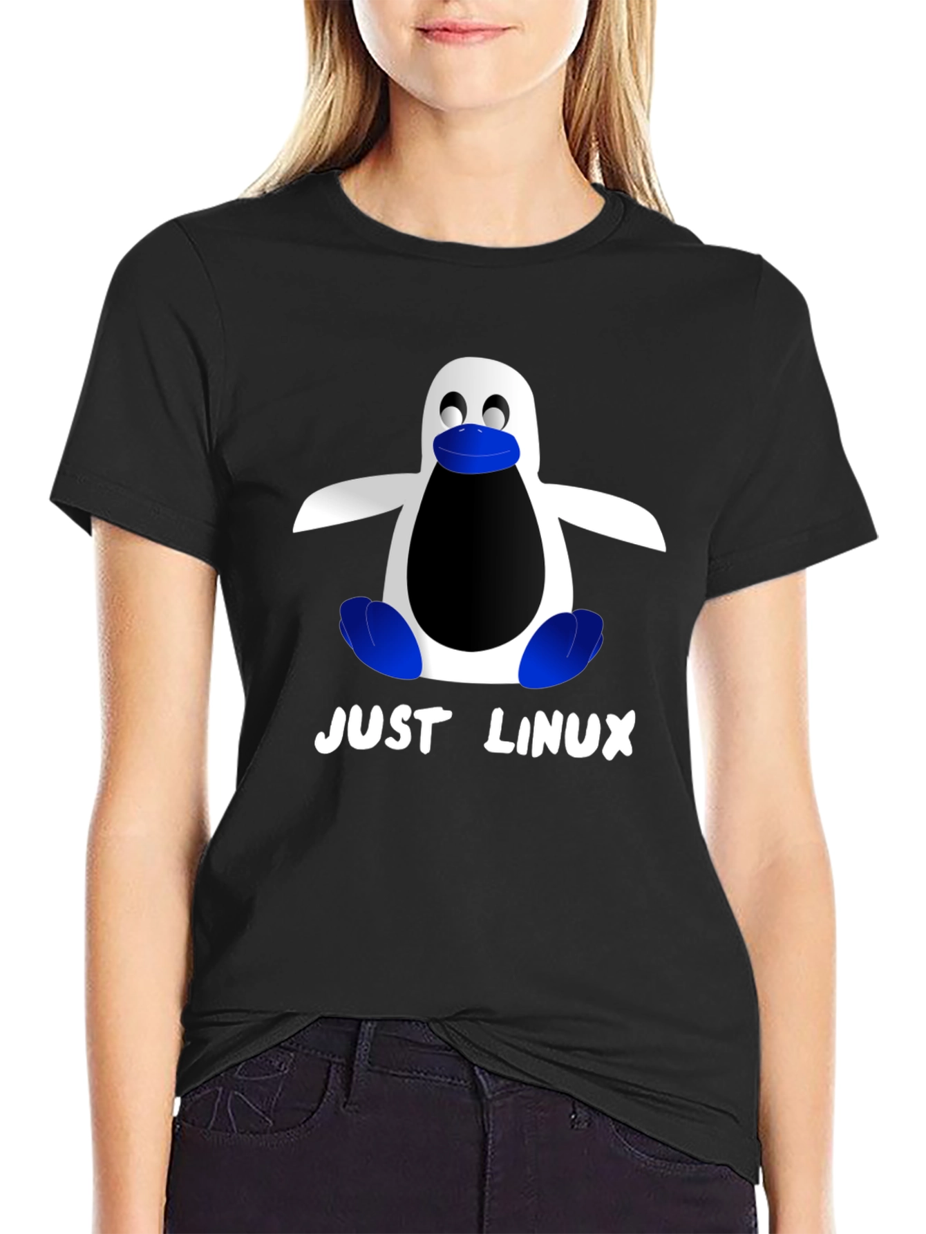 Just Linux Penguin Graphic T-Shirt - Black