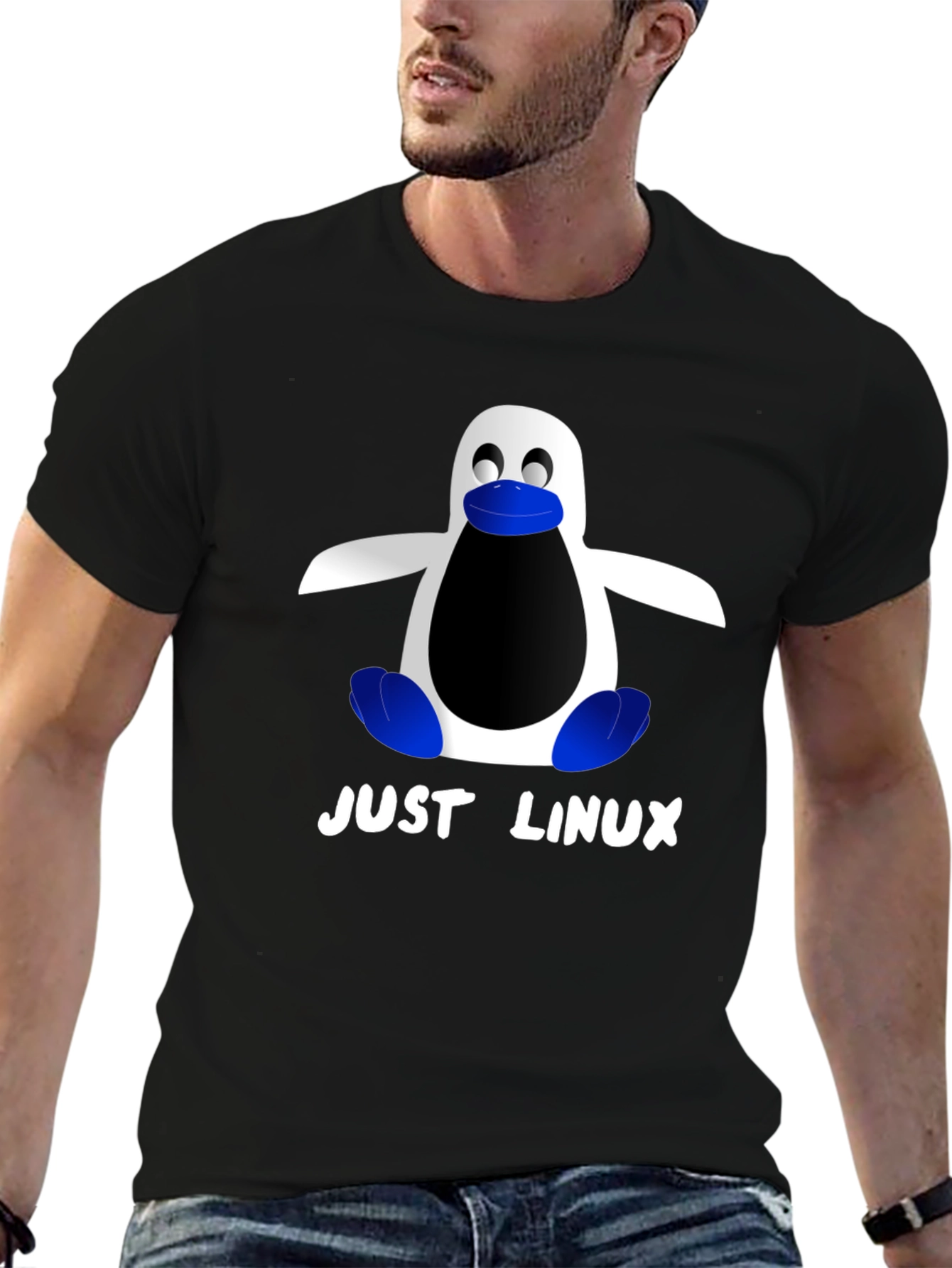Just Linux Penguin Graphic T-Shirt - Black