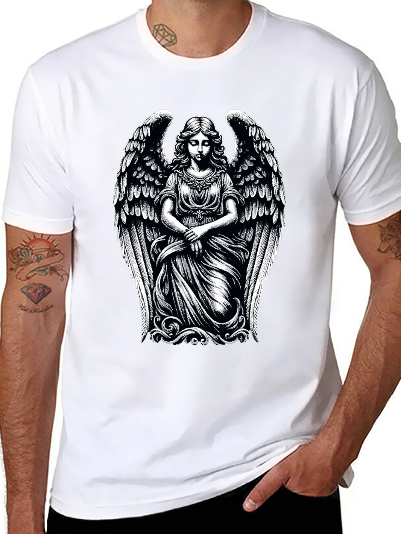 Angel Graphic Print Tee - Black