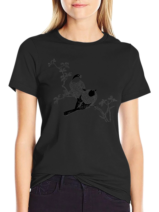 Bird Branch Black T-Shirt - Stylish Comfort
