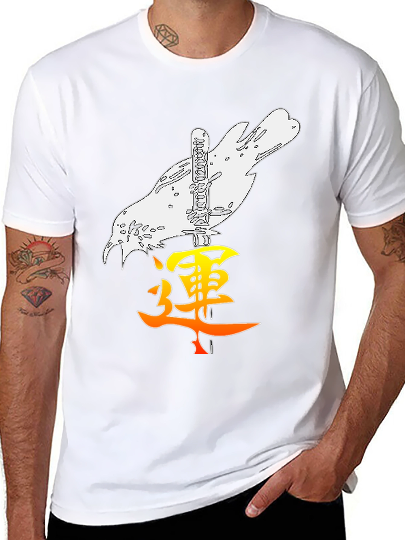 Raven Katana Kanji Graphic Tee