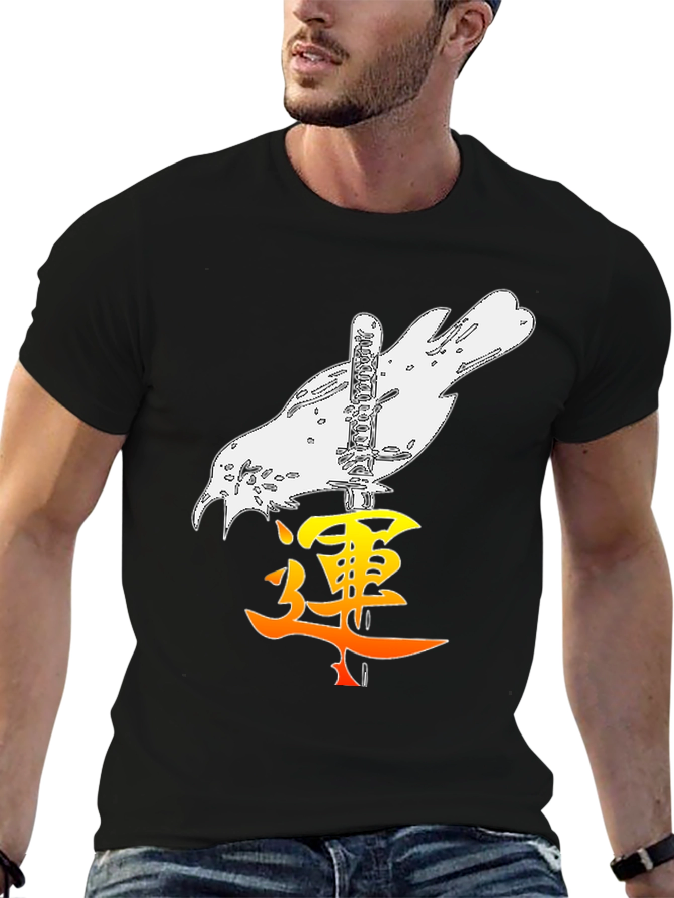Raven Katana Kanji Graphic Tee