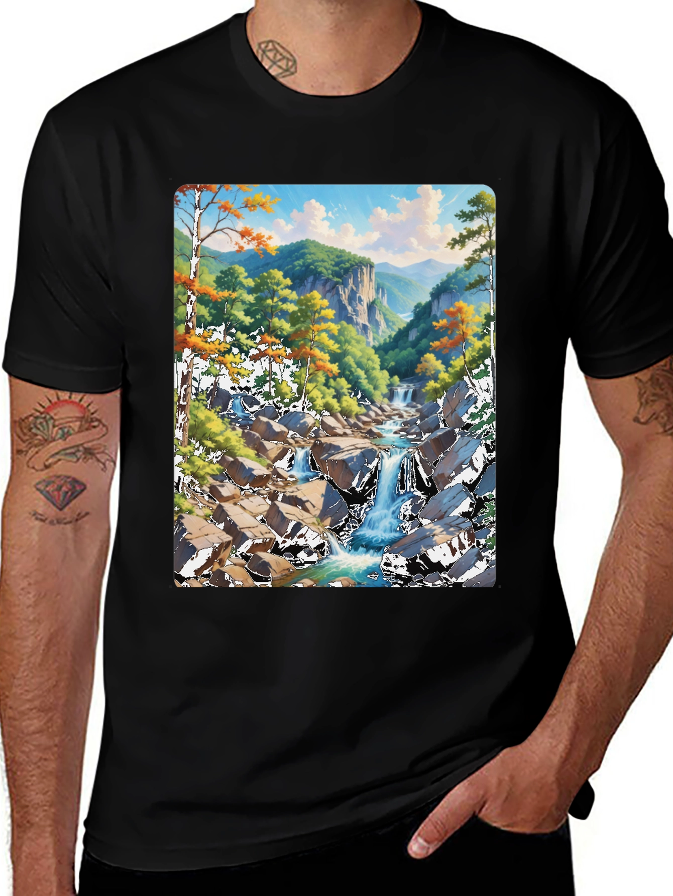 Waterfall Graphic Tee - Nature Lovers T-Shirt