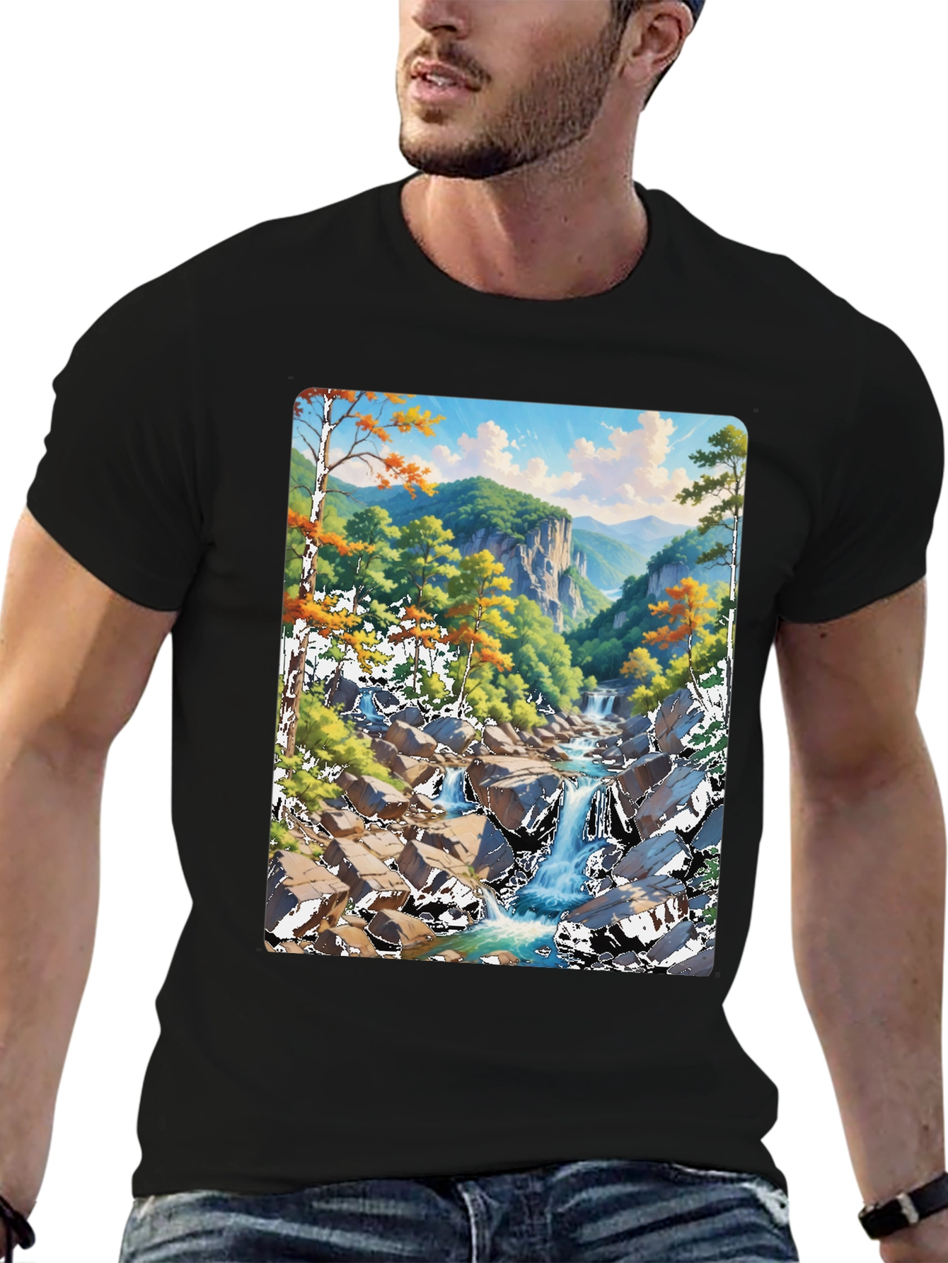 Waterfall Graphic Tee - Nature Lovers T-Shirt