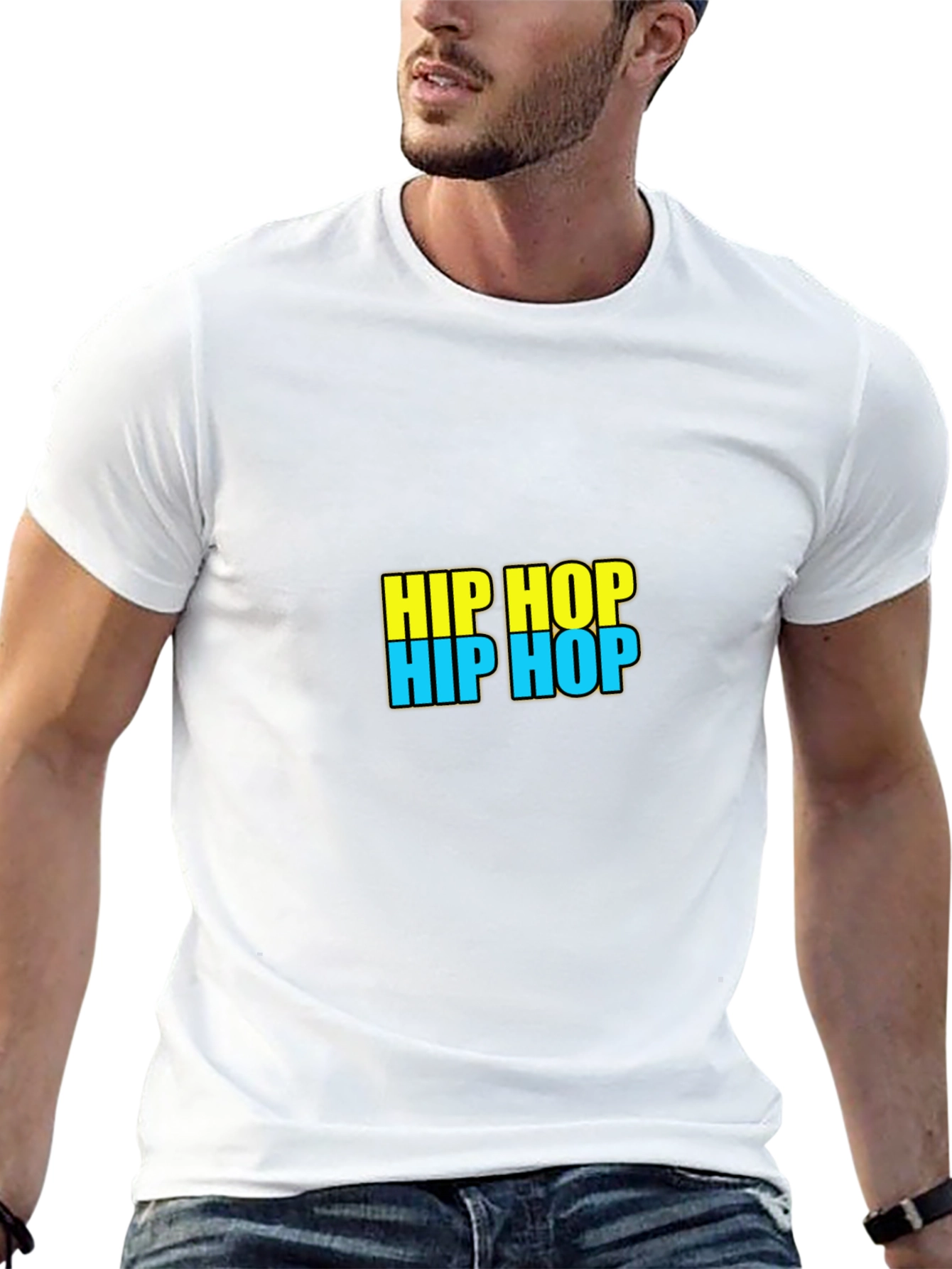 Hip Hop Graphic Tee - Black Casual T-Shirt