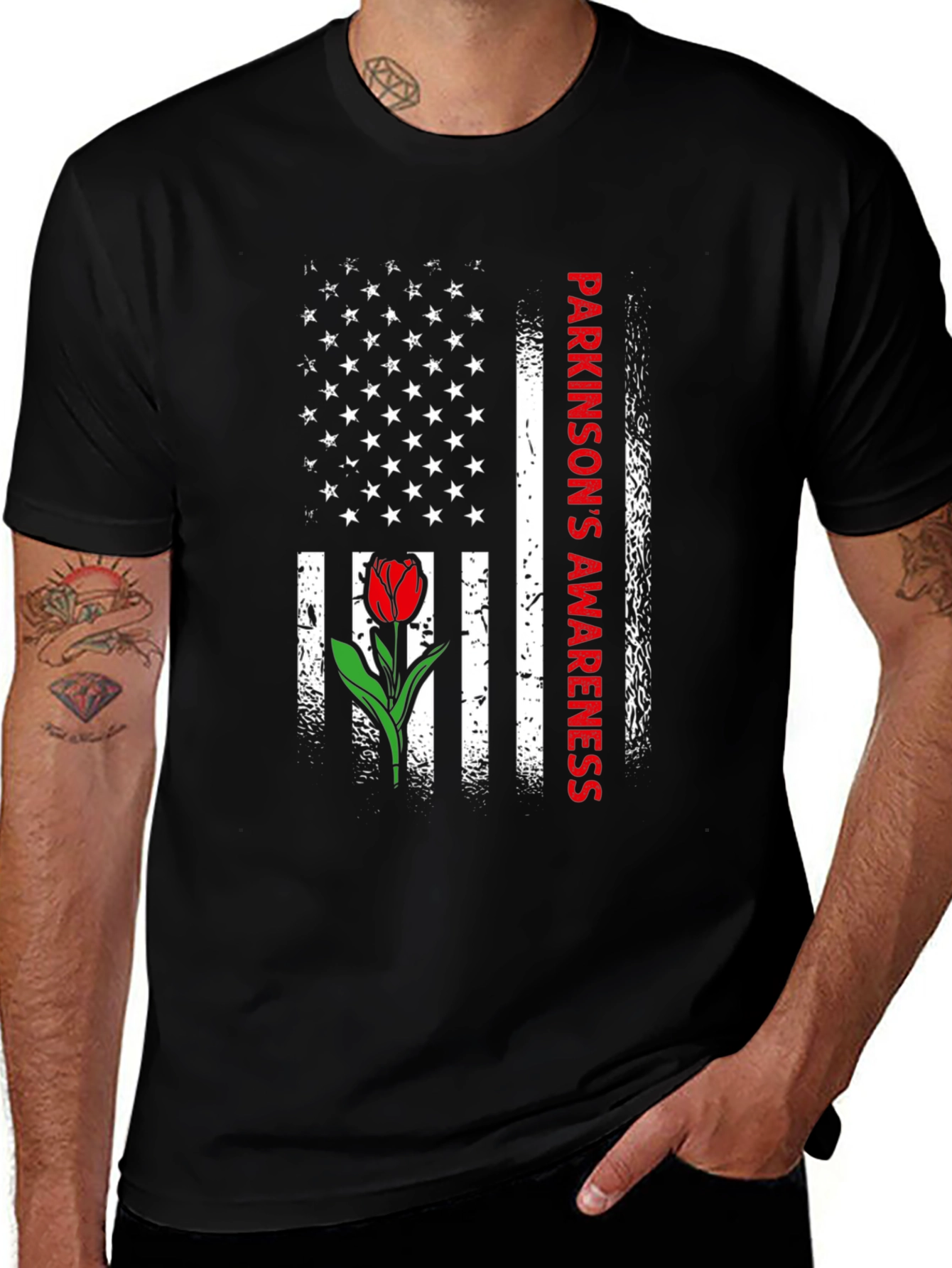 Parkinsons Awareness USA Flag Tulip T-Shirt