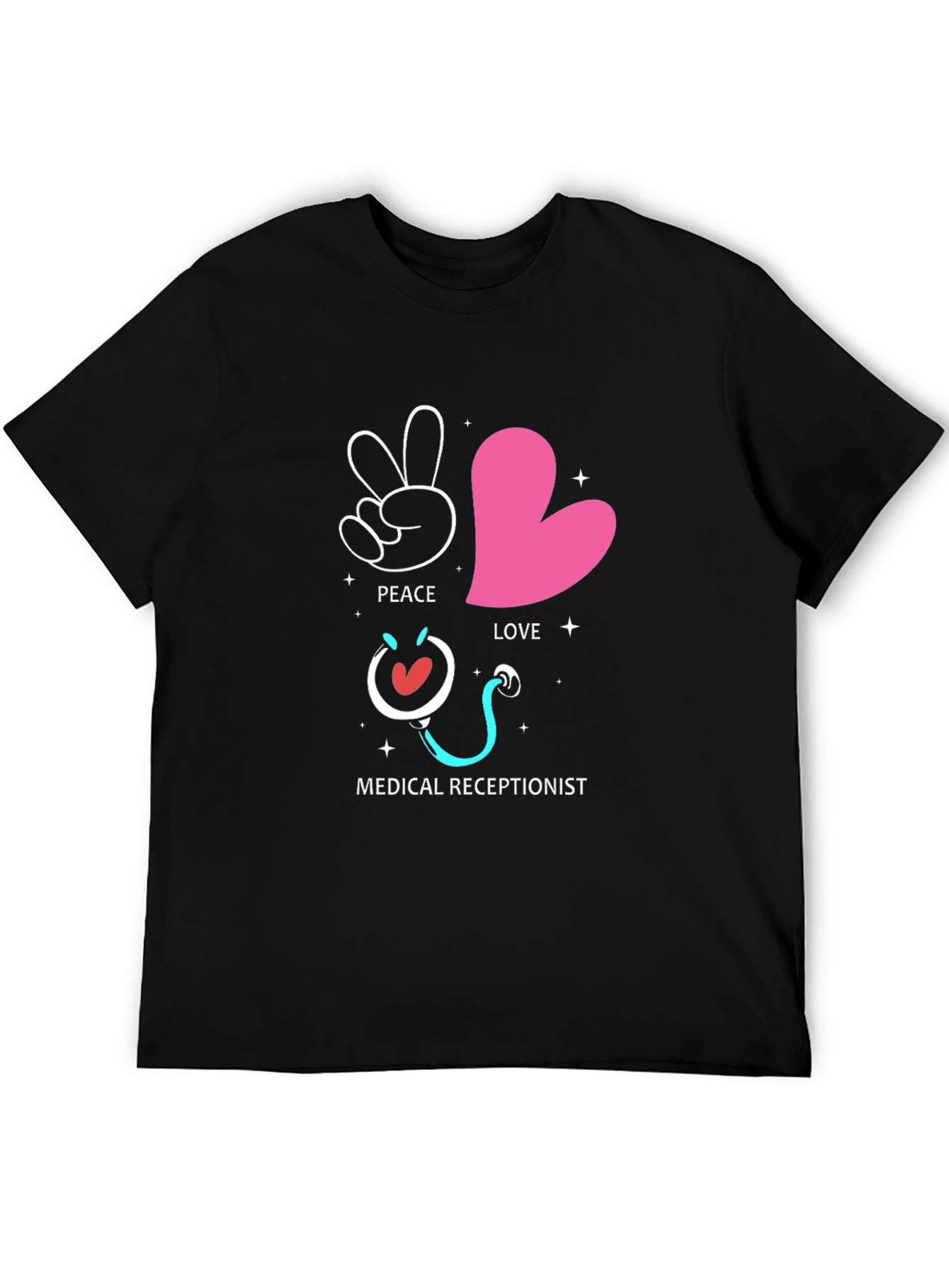 Peace Love Medical Receptionist Graphic Tee