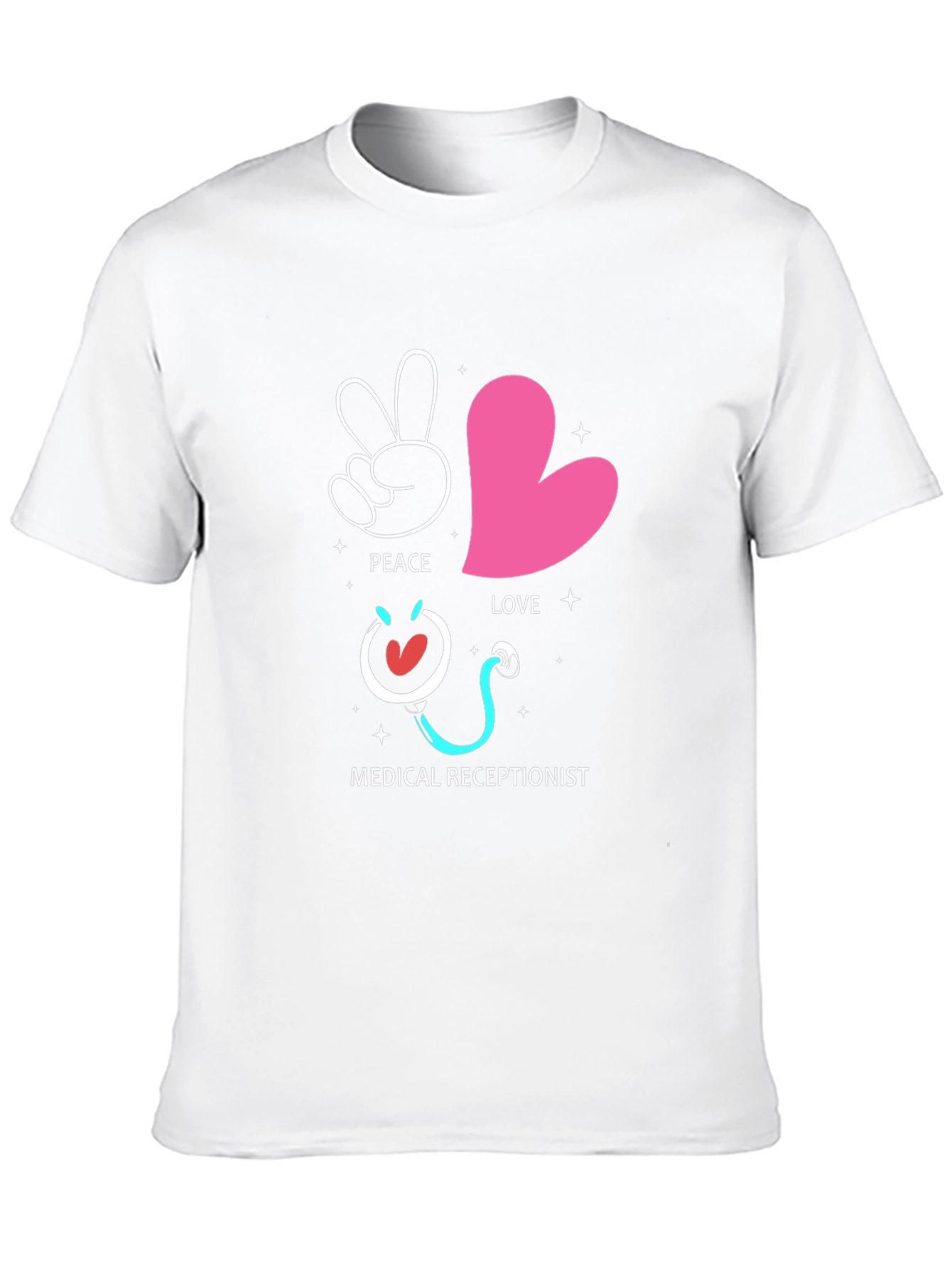 Peace Love Medical Receptionist Graphic Tee