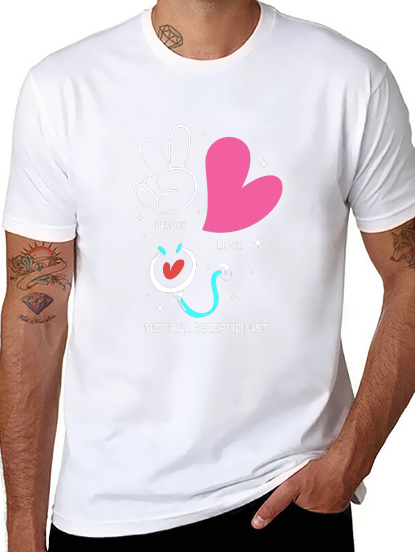 Peace Love Medical Receptionist Graphic Tee
