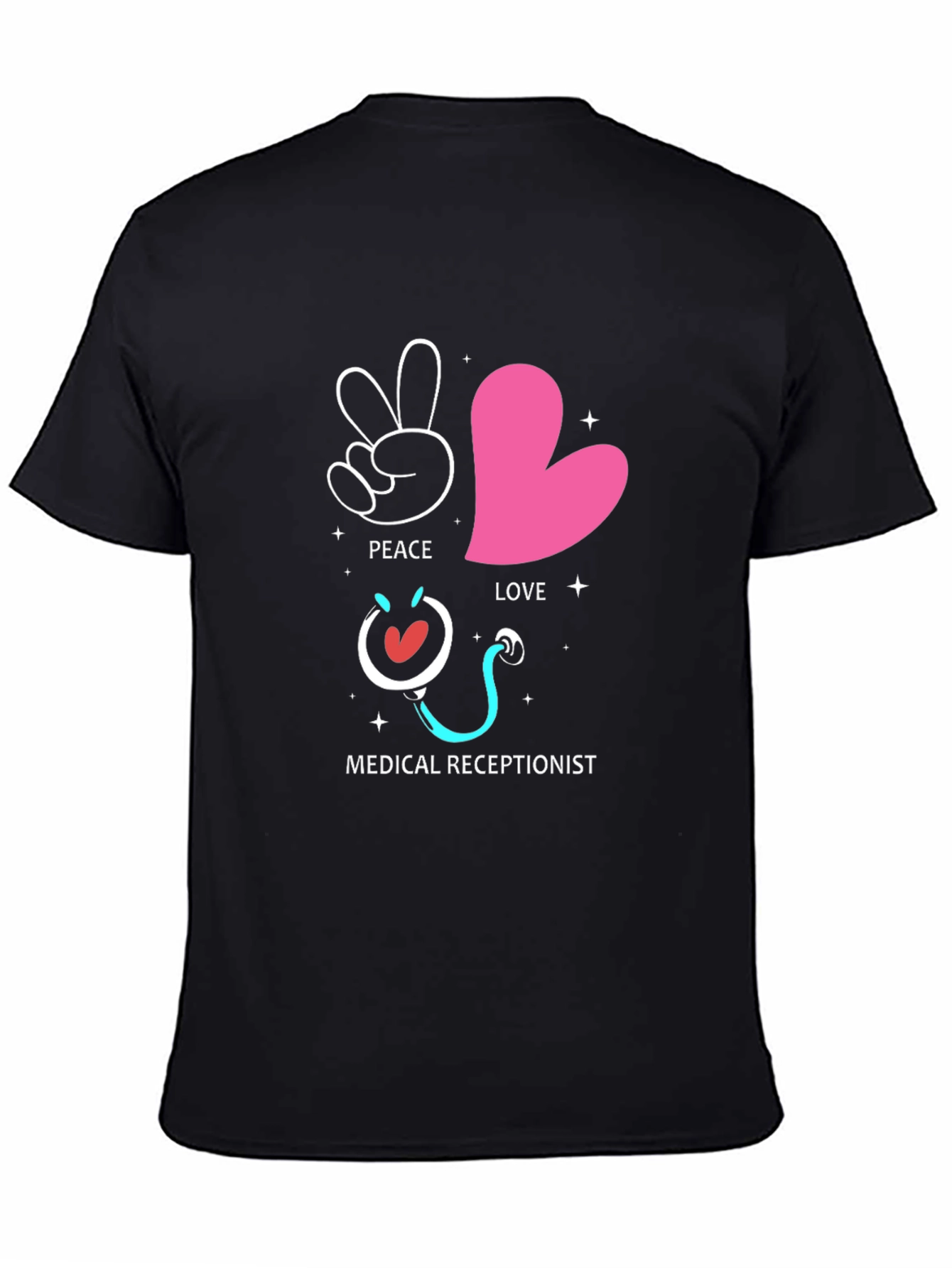Peace Love Medical Receptionist Graphic Tee