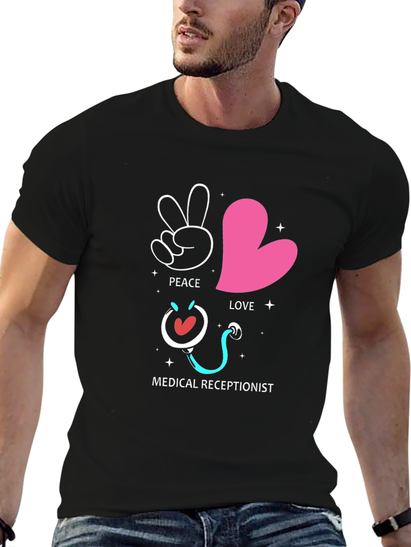 Peace Love Medical Receptionist Graphic Tee