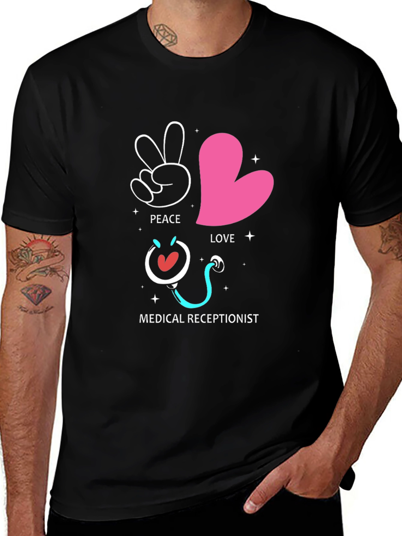 Peace Love Medical Receptionist Graphic Tee