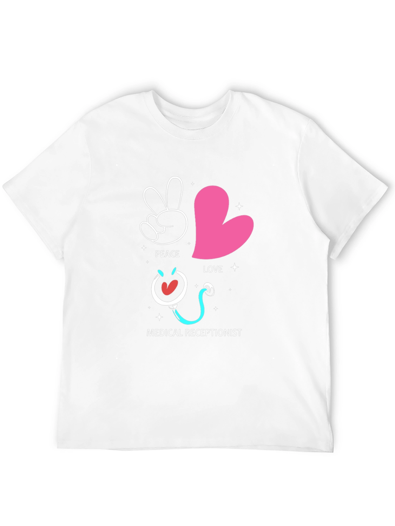 Peace Love Medical Receptionist Graphic Tee