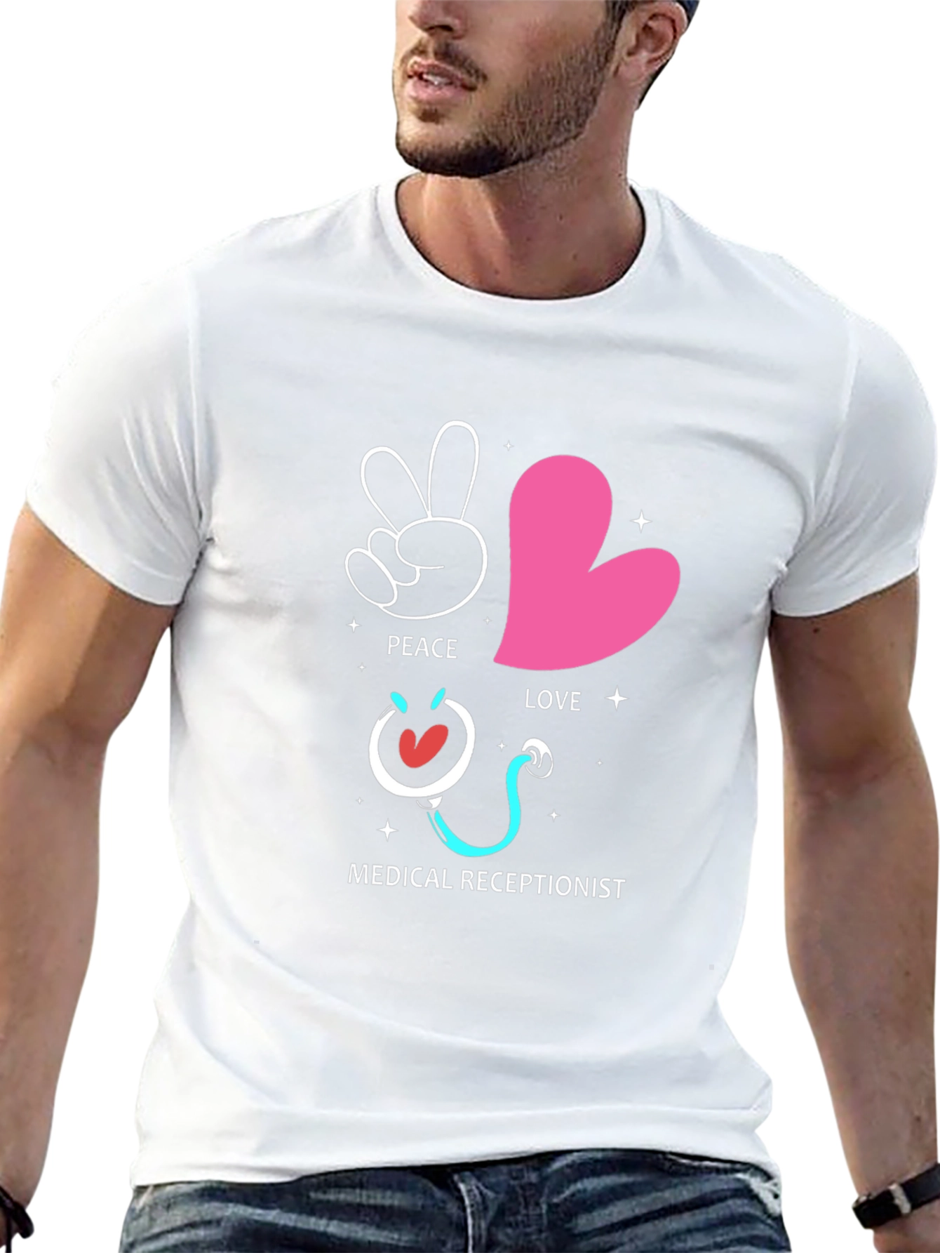Peace Love Medical Receptionist Graphic Tee