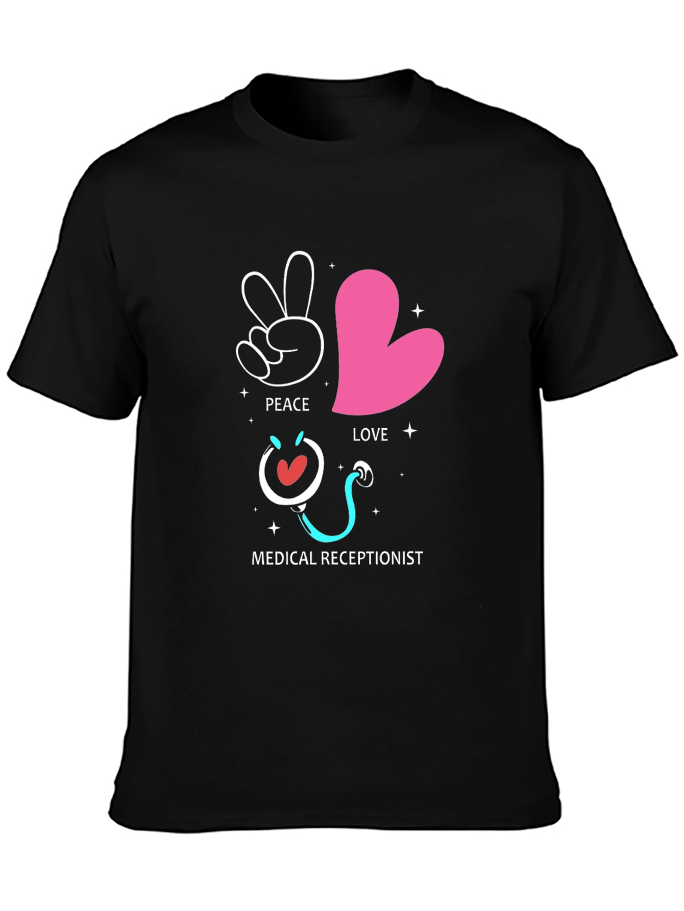 Peace Love Medical Receptionist Graphic Tee
