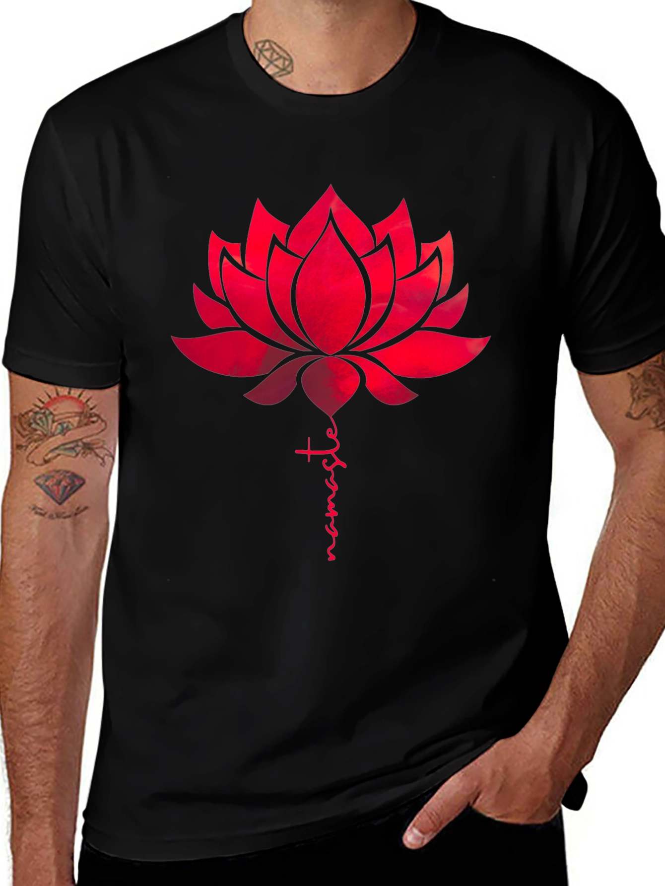 Namaste Lotus Flower Graphic Tee - Black
