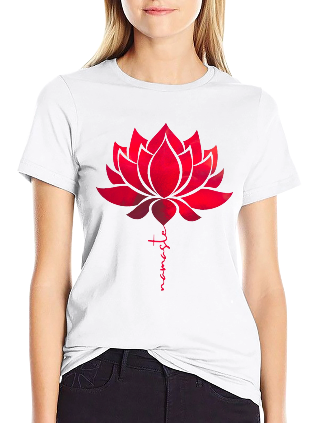 Namaste Lotus Flower Graphic Tee - Black