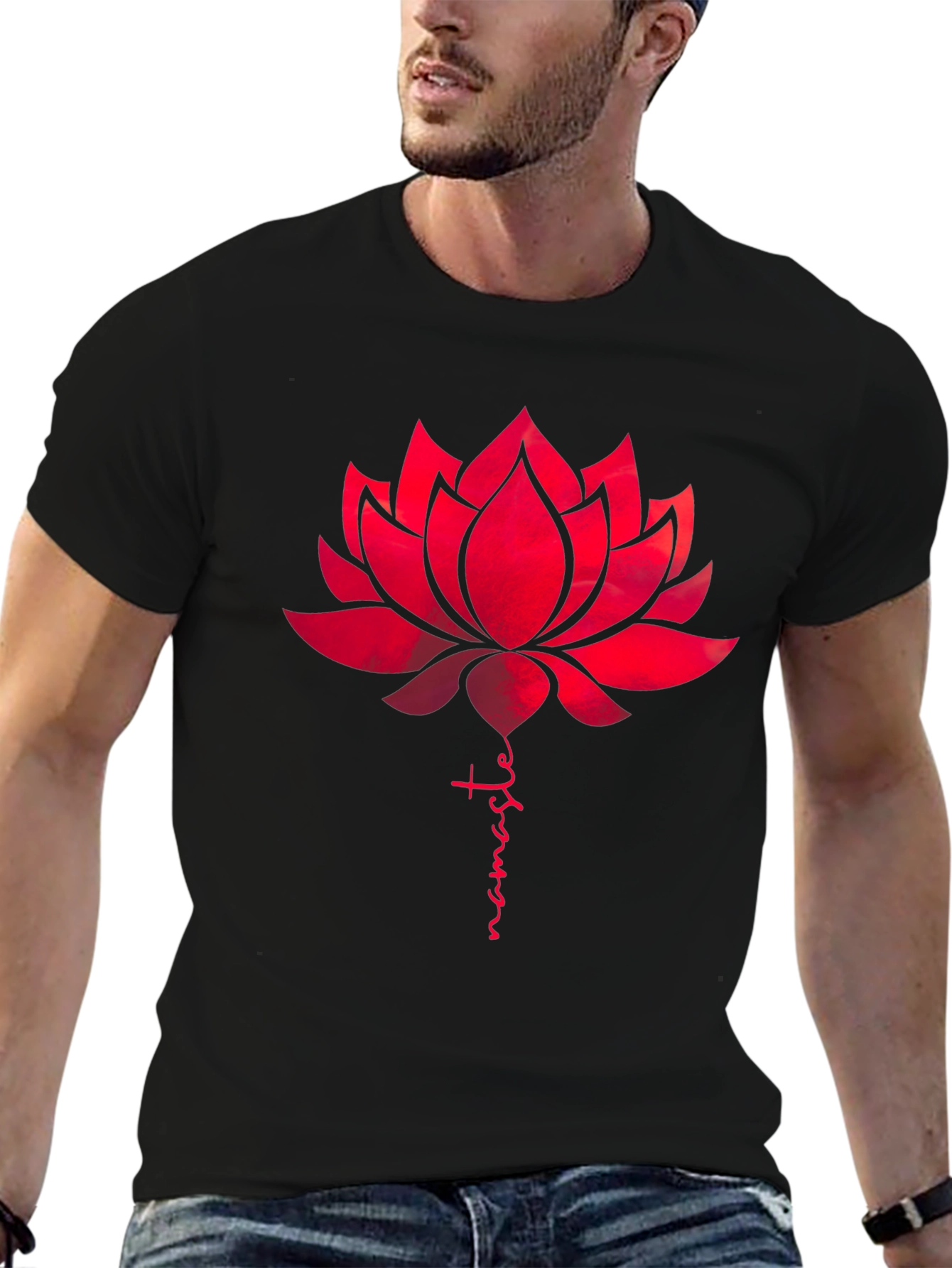 Namaste Lotus Flower Graphic Tee - Black
