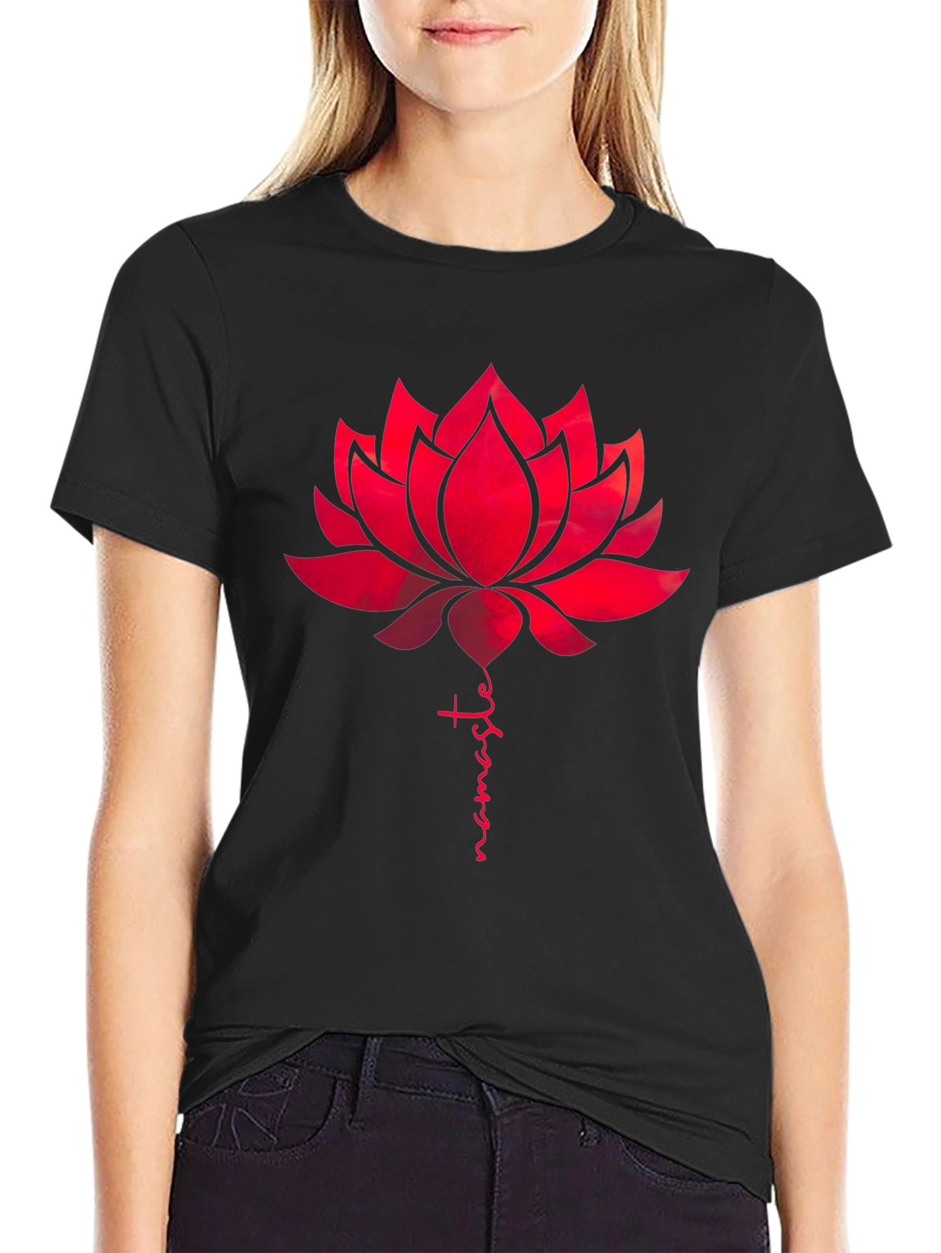 Namaste Lotus Flower Graphic Tee - Black
