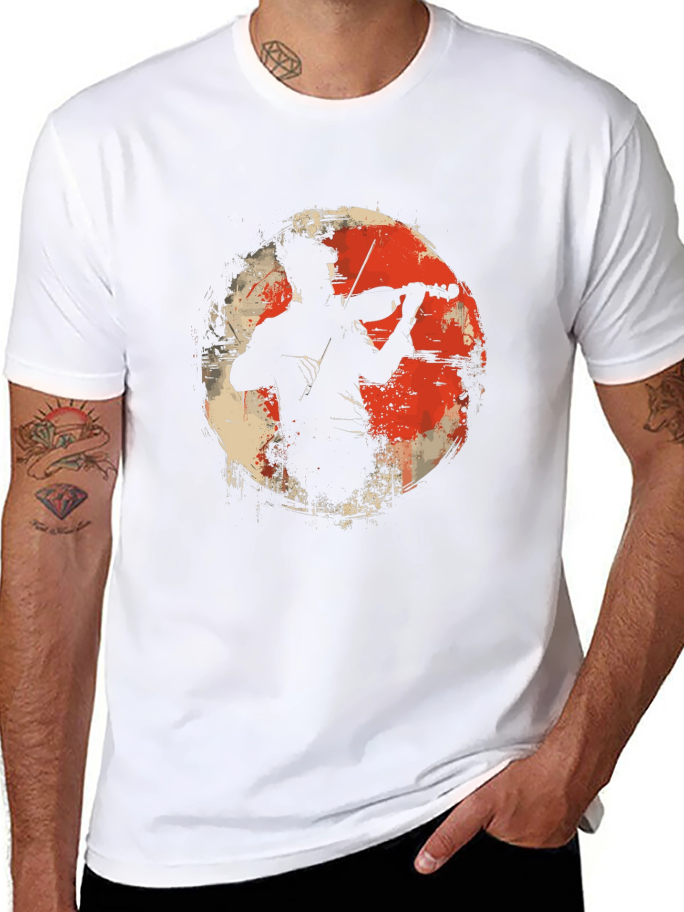 Violinist Silhouette Graphic Tee - Black Cotton T-Shirt