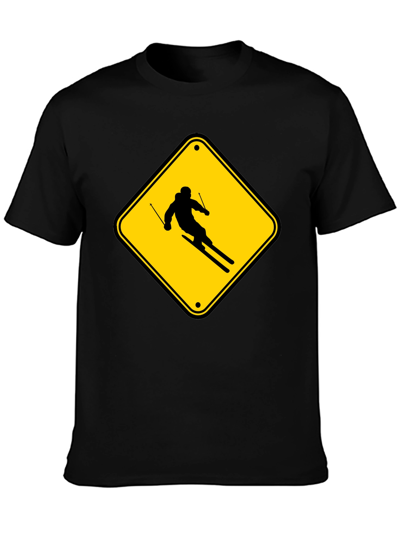 Ski Sign T-Shirt - Caution Skier Tee