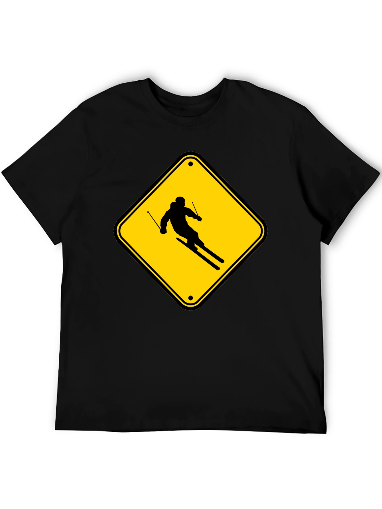 Ski Sign T-Shirt - Caution Skier Tee