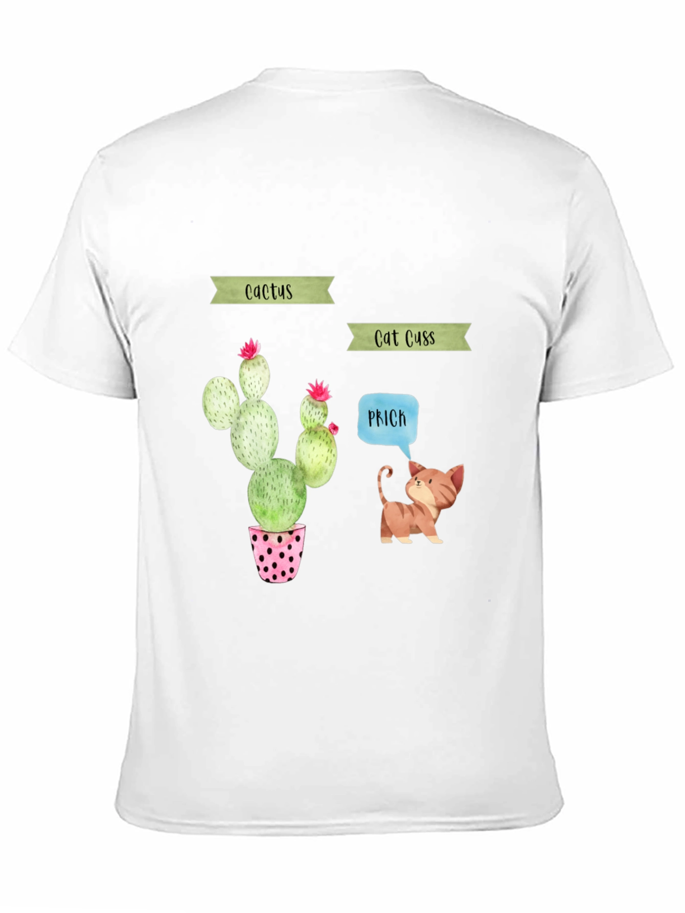 Cactus Cat Puns Black T-Shirt