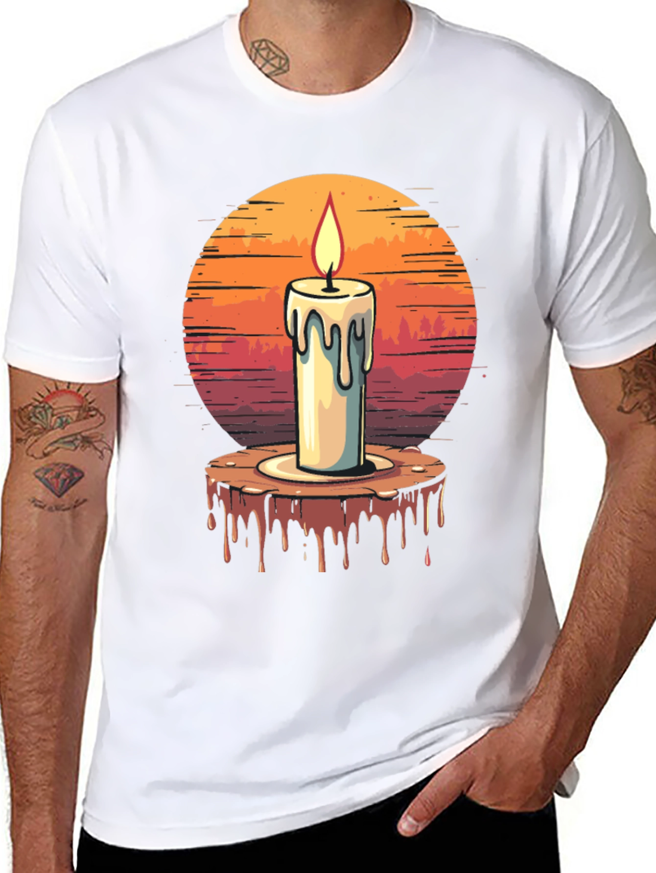 Candle Graphic T-Shirt - Unique Design