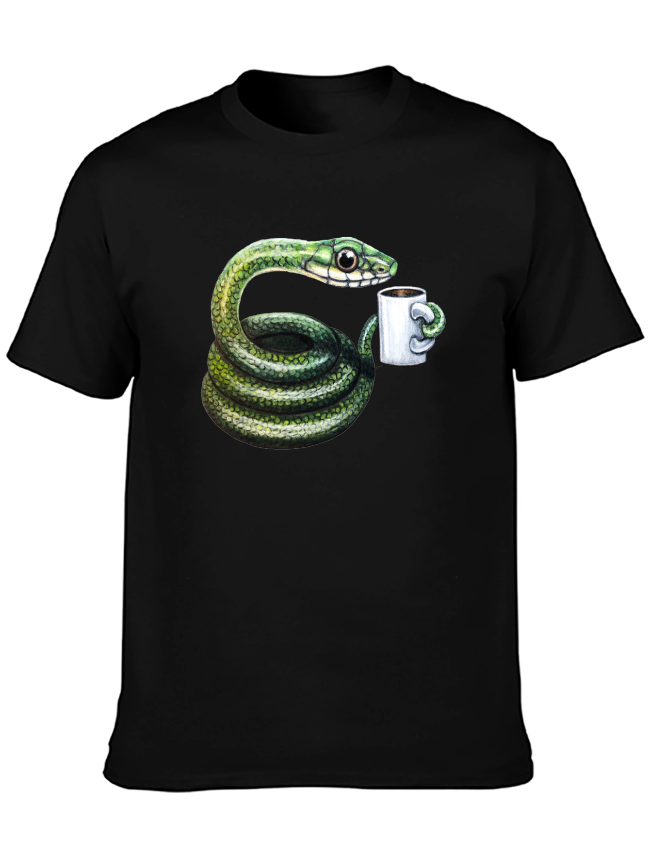 Snake Coffee Lover T-Shirt - Black