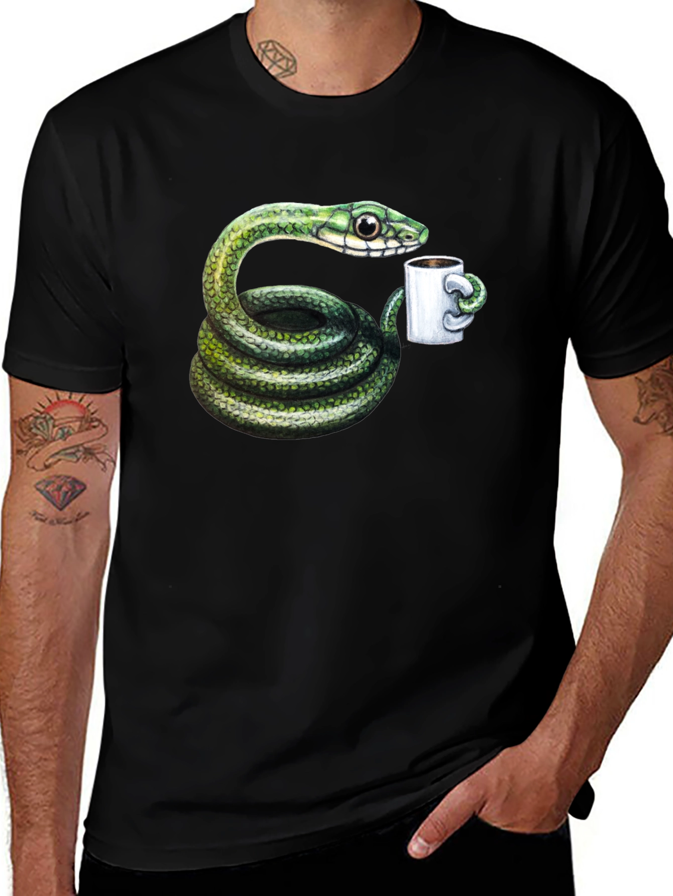 Snake Coffee Lover T-Shirt - Black