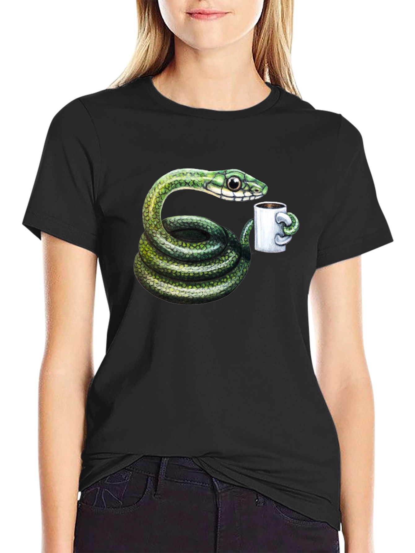 Snake Coffee Lover T-Shirt - Black