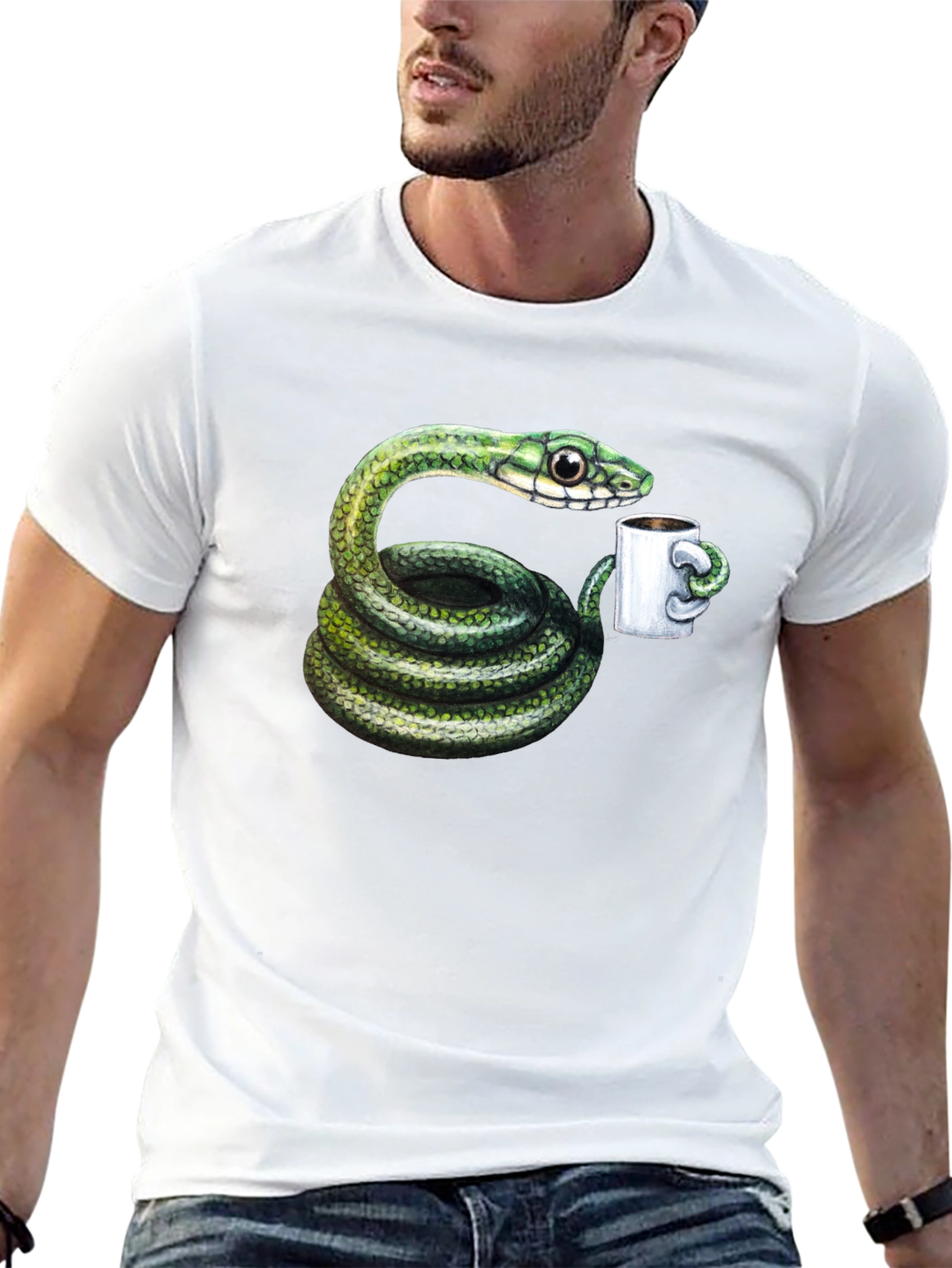 Snake Coffee Lover T-Shirt - Black
