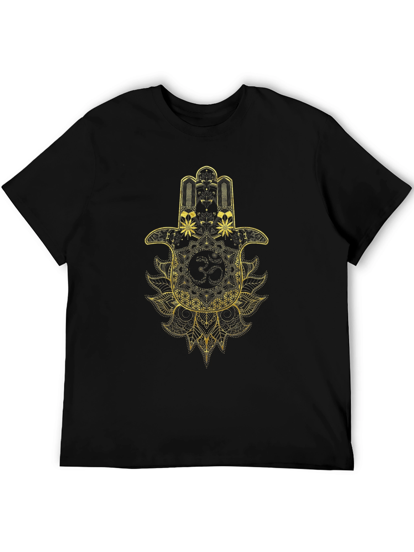 Hamsa Hand Mandala Graphic Tee - Black