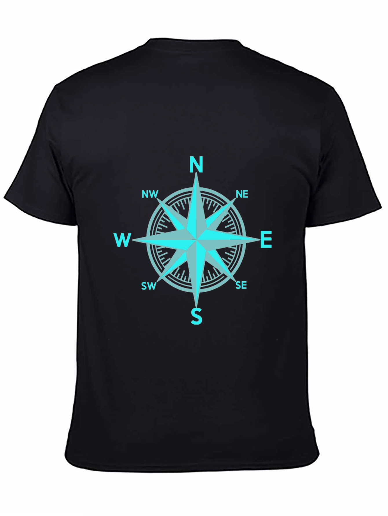 Compass Rose Graphic Print Black T-Shirt