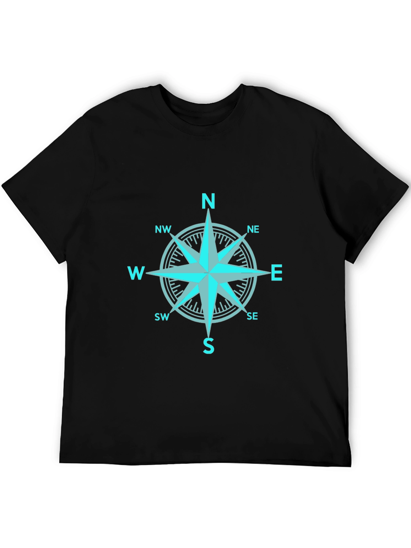 Compass Rose Graphic Print Black T-Shirt