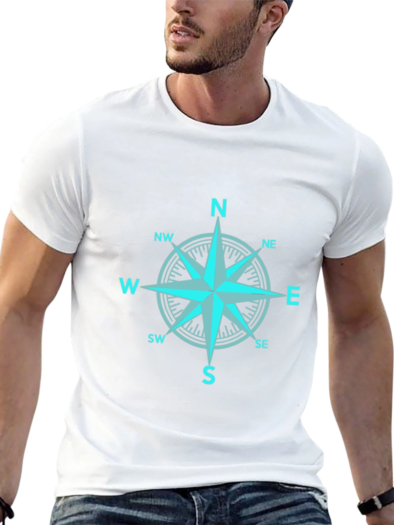 Compass Rose Graphic Print Black T-Shirt
