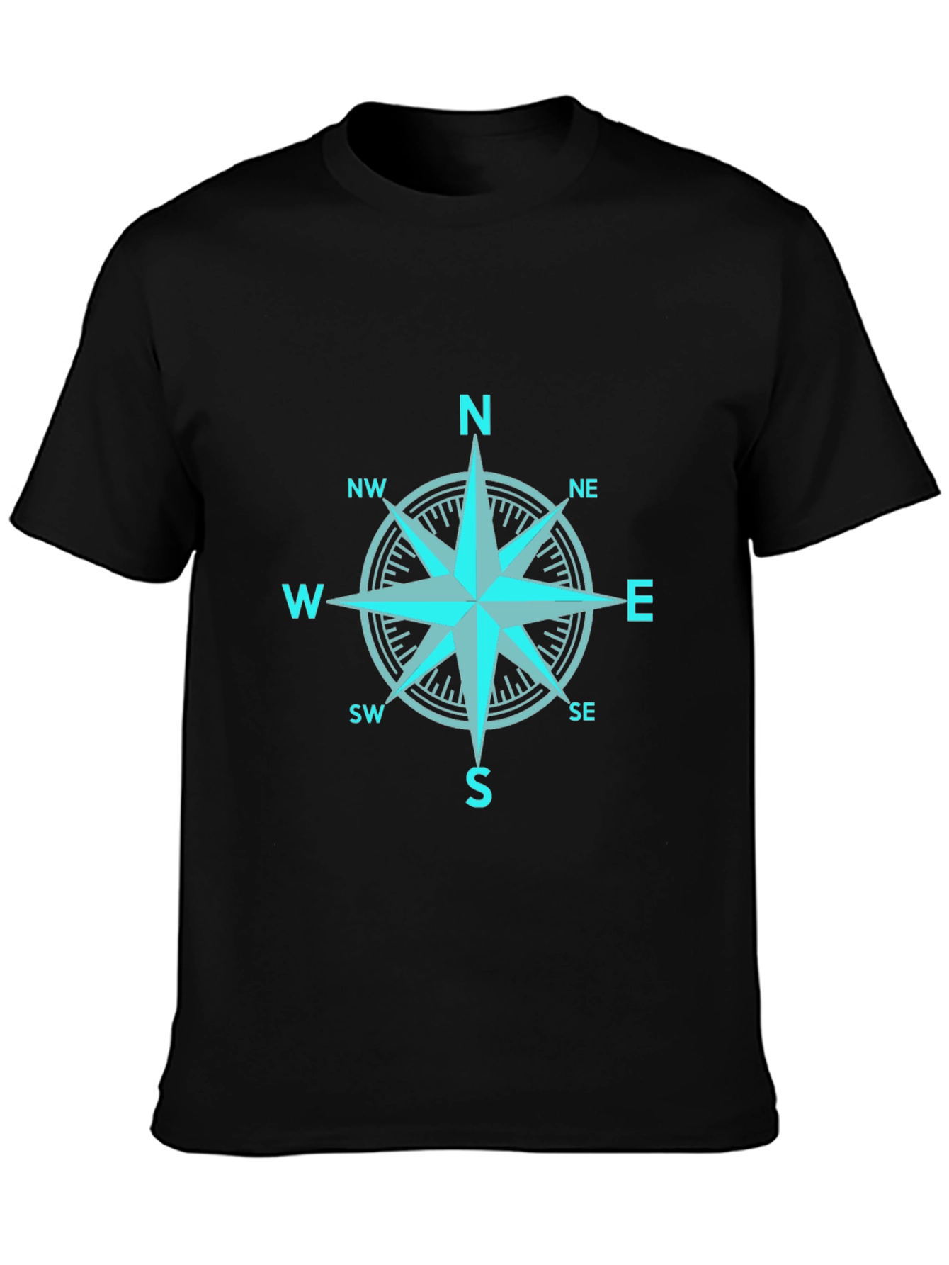 Compass Rose Graphic Print Black T-Shirt