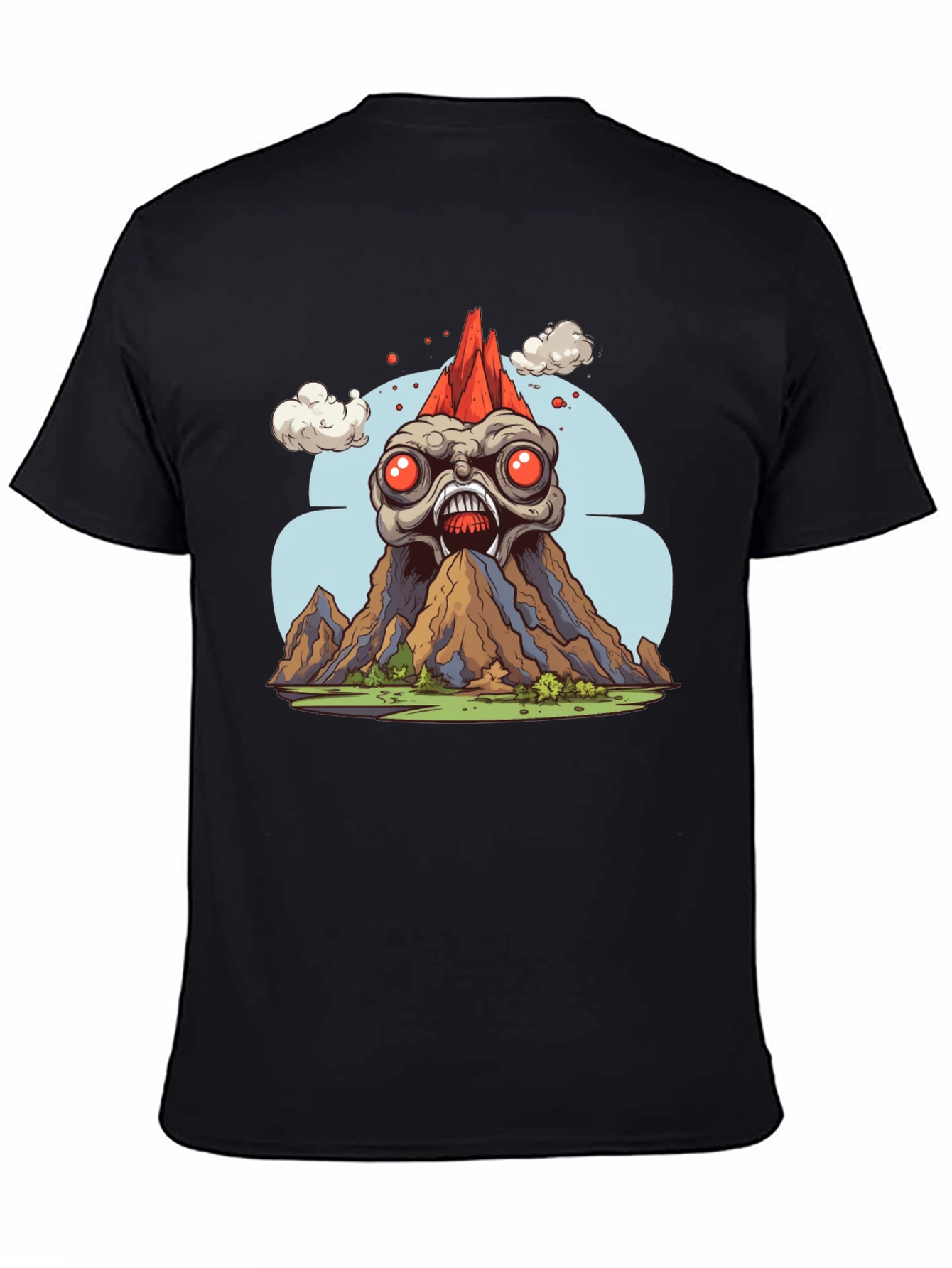 Monster Volcano Graphic Tee - Bold Black T-Shirt